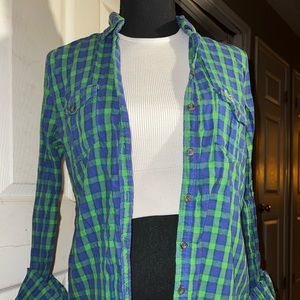 Plaid HOLLISTER Long Sleeve Button Down Top Size L